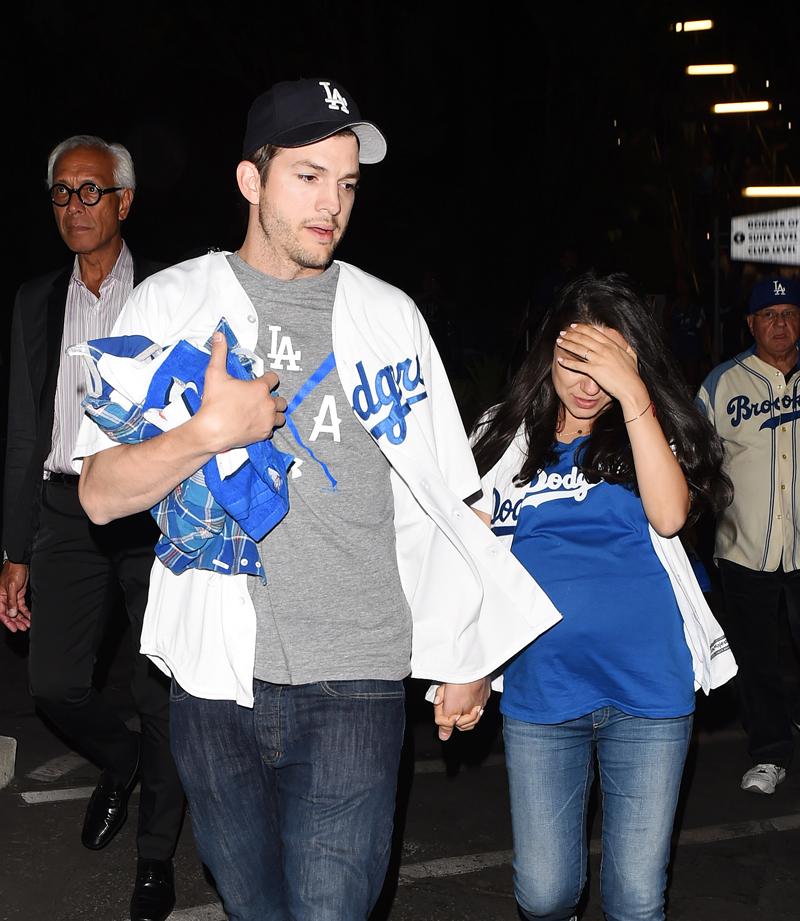 Celebrities attend the Los Angeles Dodgers vs Chicago Cubs playoff game