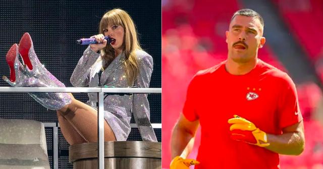 travis kelce taylor swift poster gillette stadium video