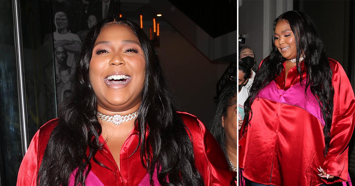 Lizzo Wears Vibrant Red-And-Pink Silk Shirt To Catch L.A.