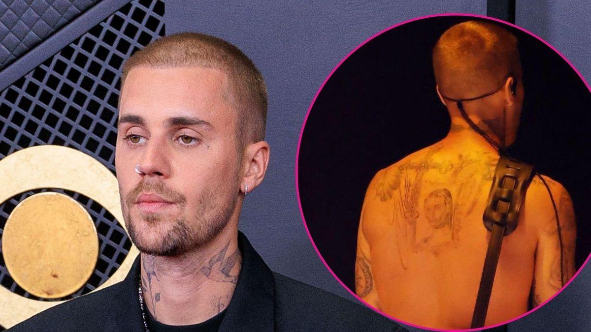 justin bieber back tattoo hailey  grammys