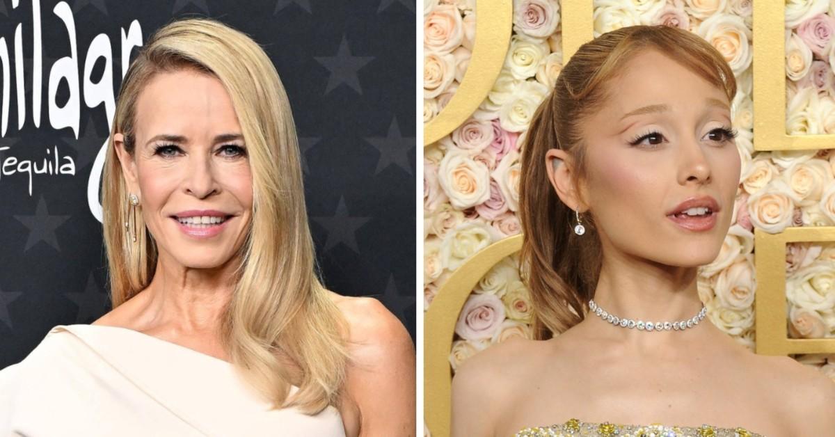 Split photos of Chelsea Handler and Ariana Grande