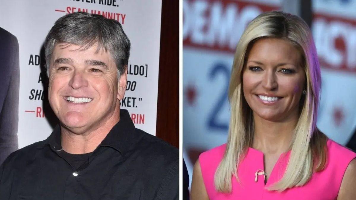 image split of Sean hannity and Ainsley Earhardt