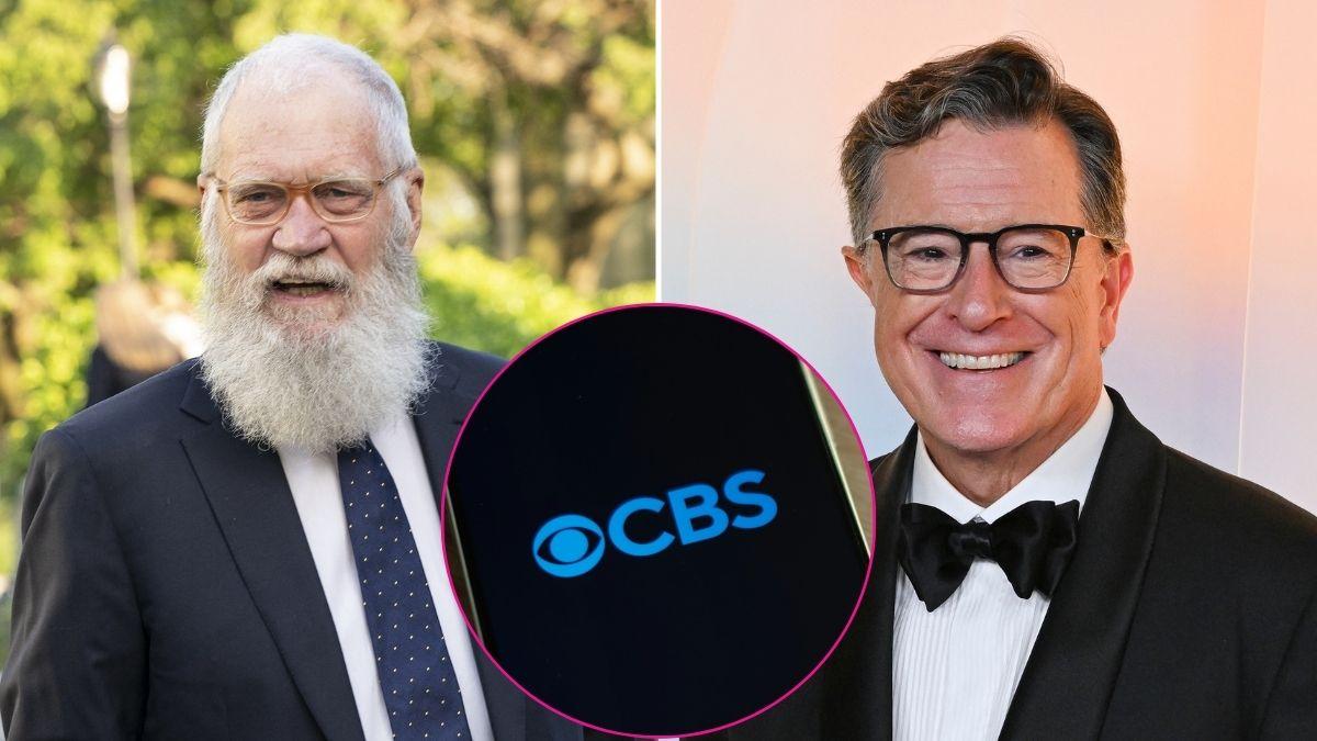 Composite photo of David Letterman and Stephen Colbert.