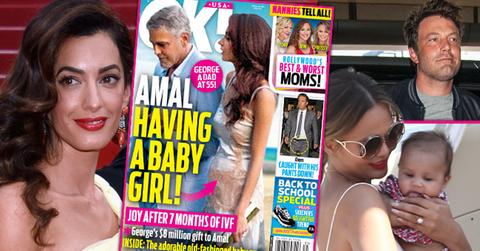 ok magazine amal clooney having baby girl