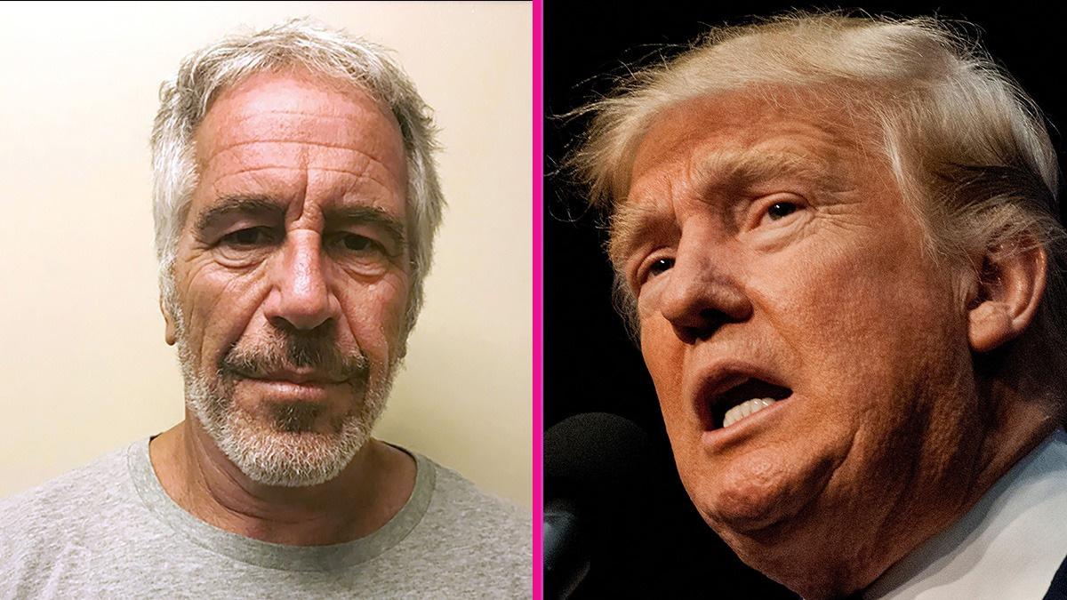 Split photo of Jeffrey Epstein and Donald Trump.