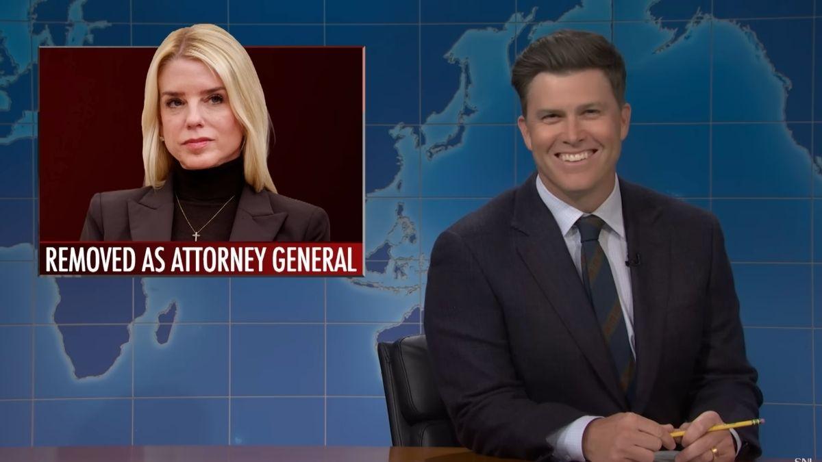 Image of Colin Jost opened the segment mocking former Attorney General Pam Bondi.