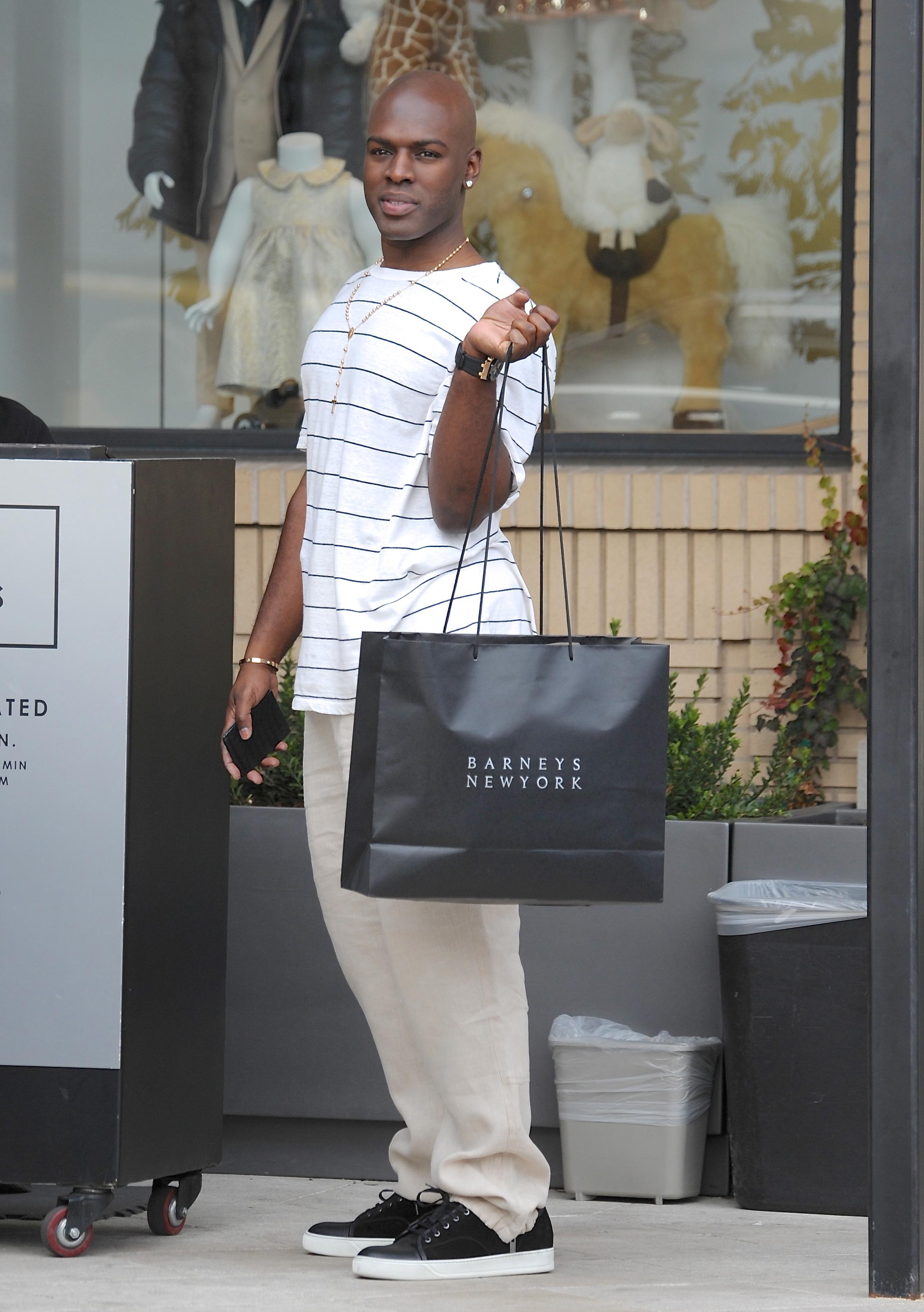 Corey Gamble leaves after shopping at Barneys New York in Beverly Hills