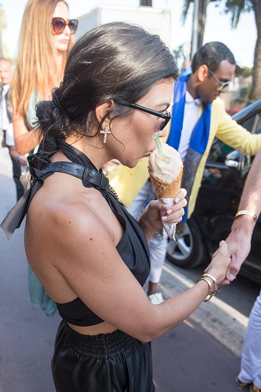 Kendall Jenner and Kourtney Kardashian are seen at Ice Cream Store