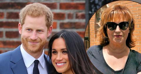 Split photo of Prince Harry, Meghan Markle, and Joy Behar