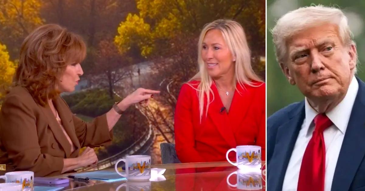 Photo of Joy Behar, Marjorie Taylor Greene and Donald Trump