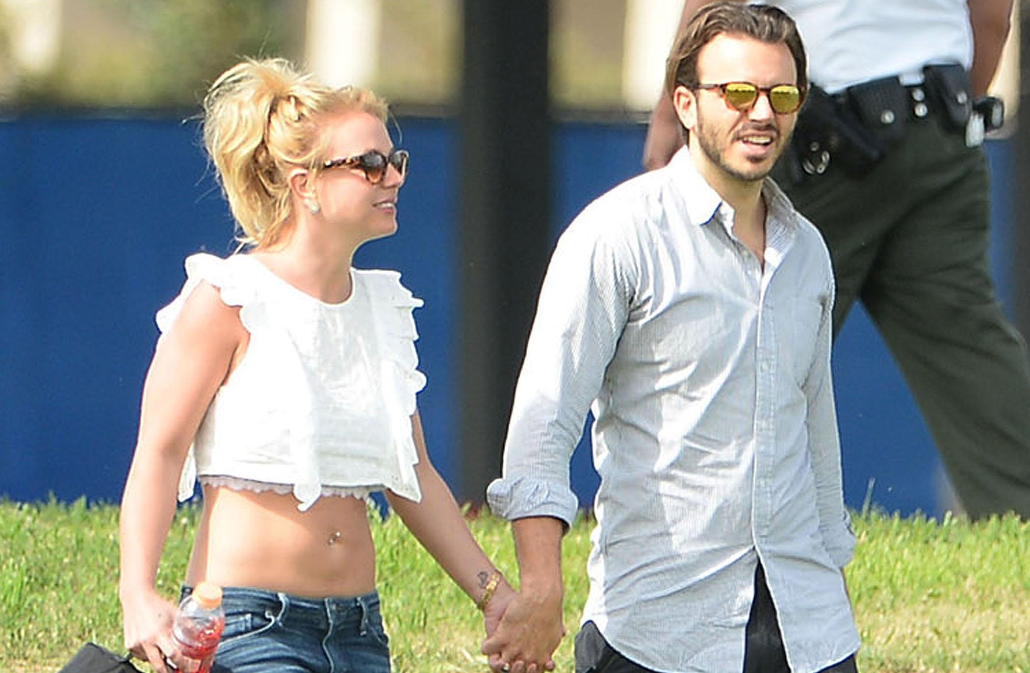 ***NO DAILY MAIL SALES***Britney Spears showing off her amazing body while watching her boys soccer game along with boyfriend, Charlie Ebersol