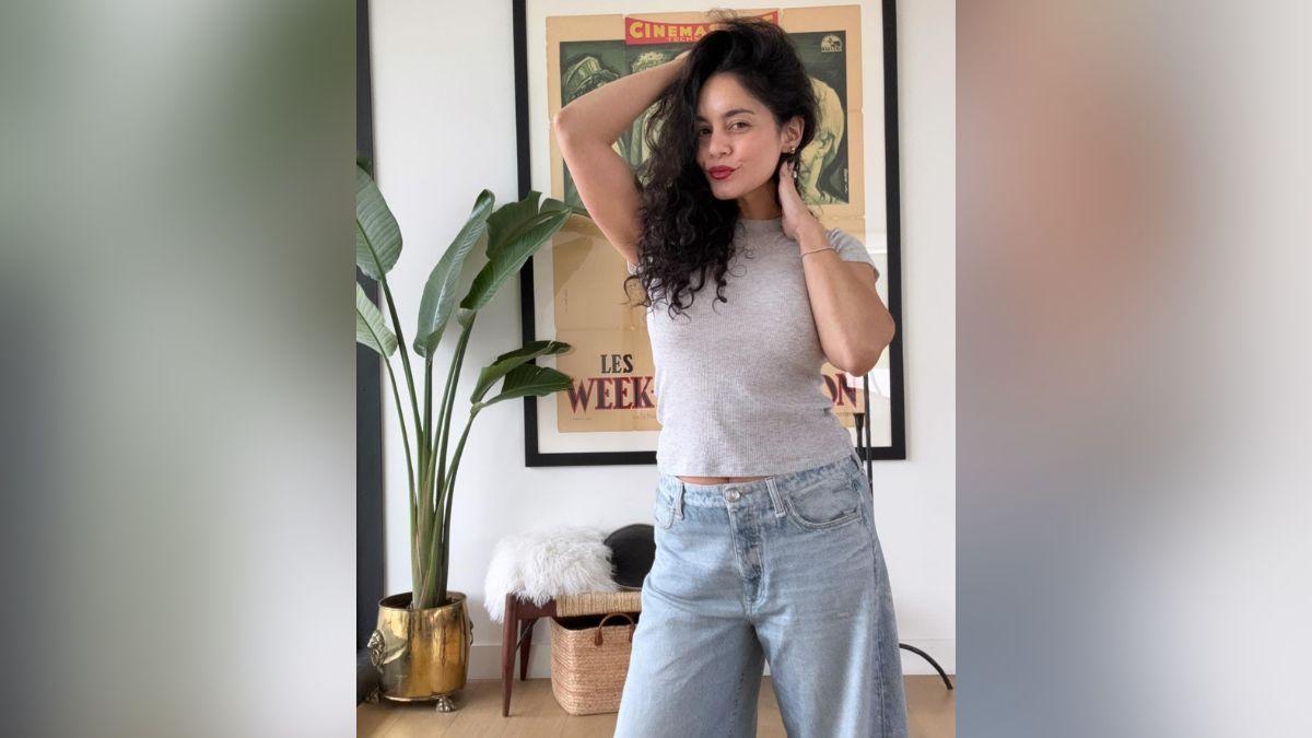Photo of Vanessa Hudgens was able to fit back into her pants four months after welcoming her second child.