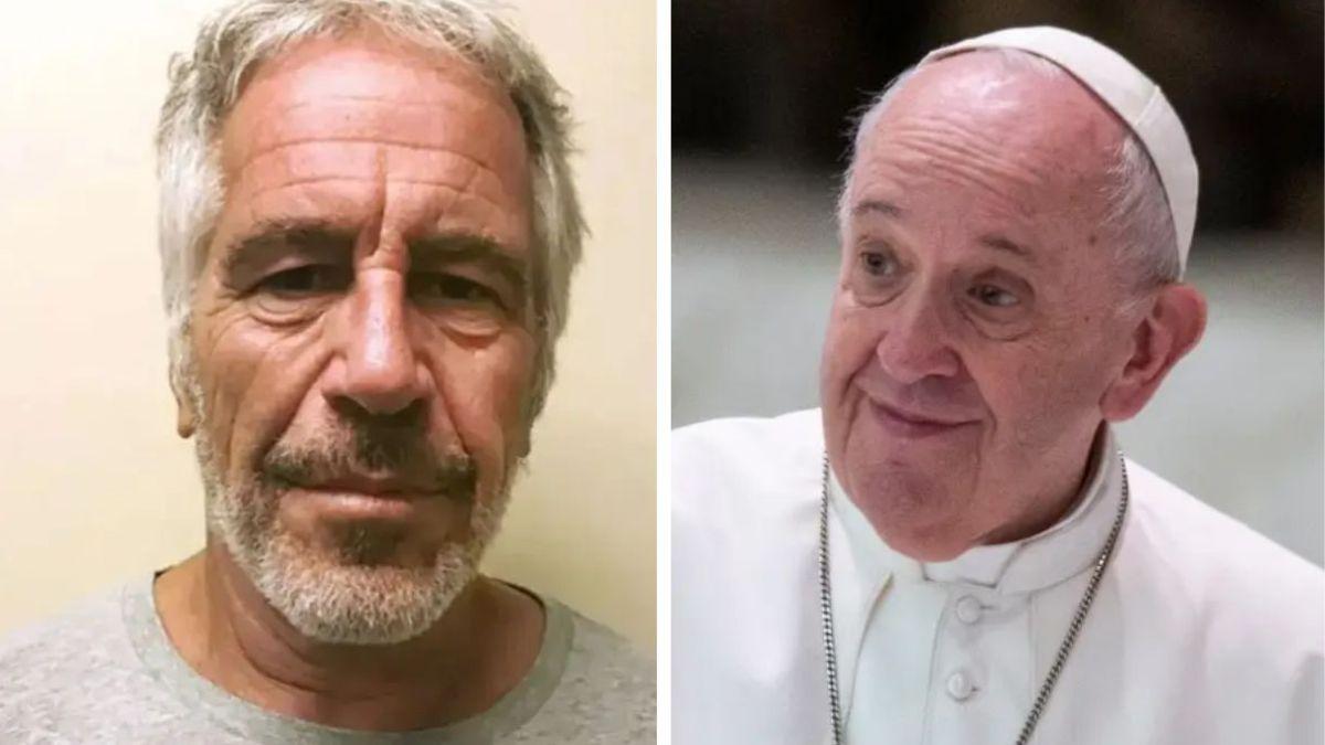 split photo of jeffrey epstein and pope francis