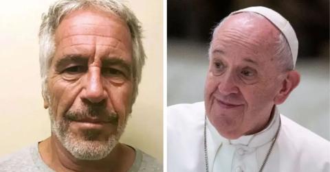 split photo of jeffrey epstein and pope francis