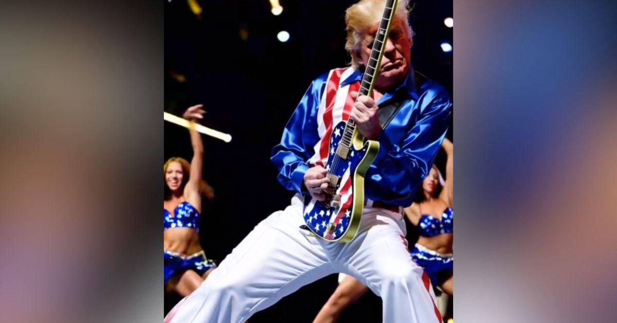donald trump posts bizarre ai video himself rocking out to journey song