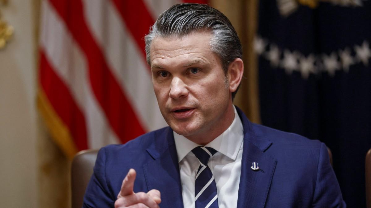 image of Pete Hegseth got into a heated exchange earlier in the briefing.
