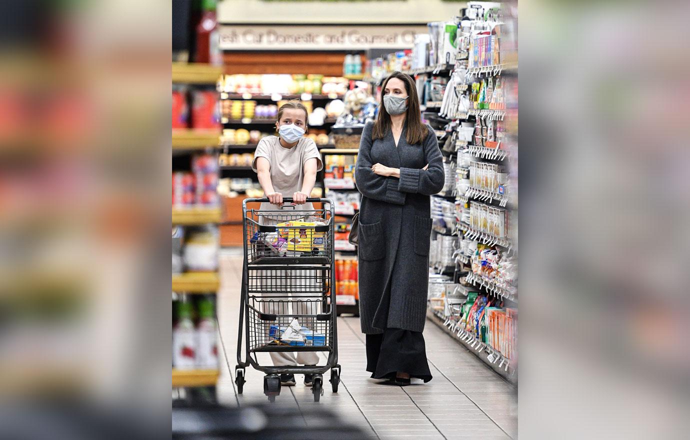 angelina jolie goes food shopping with daughter vivienne hollywood