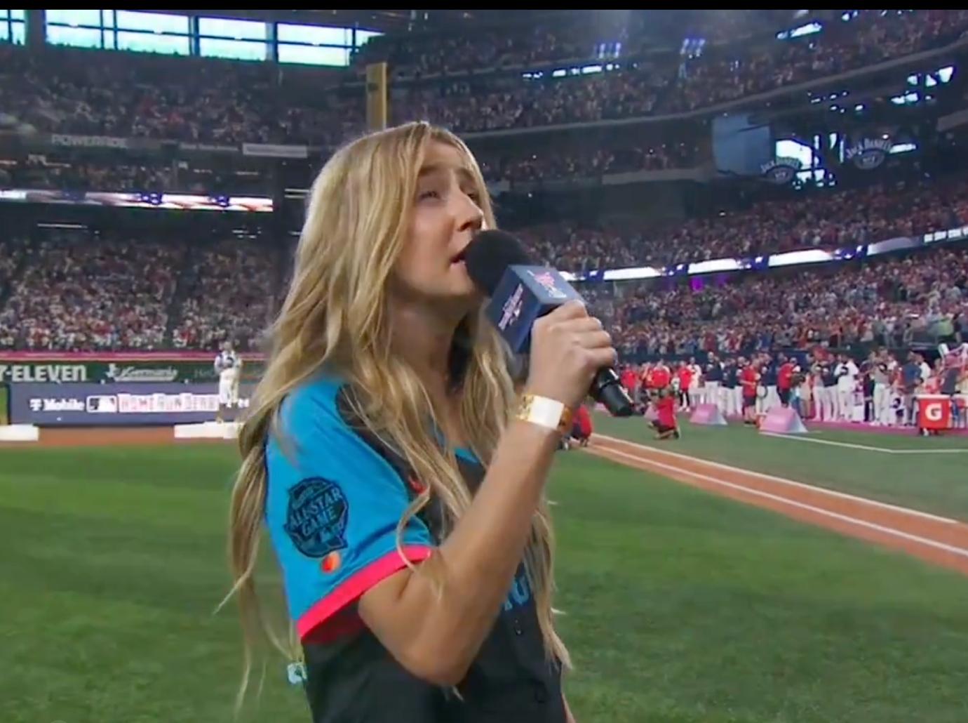 ingrid andress rehab drunk national anthem performance home run derby