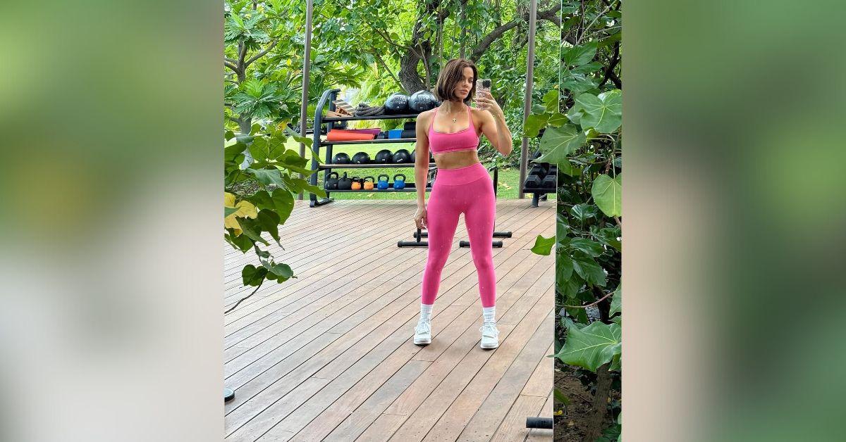 khloe kardashian fit figure spills out of sports bra photos