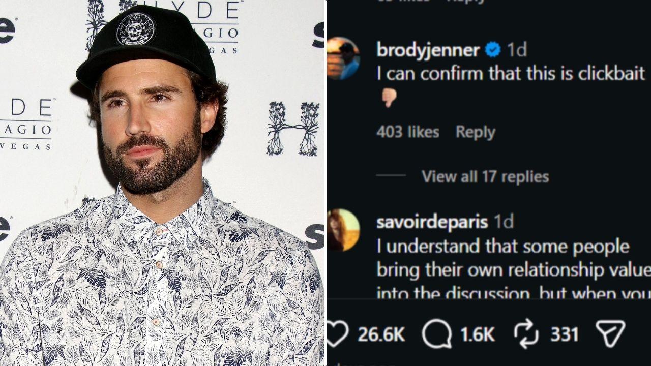 Image of Brody Jenner called the report 'clickbait' after 'The Spill Room' shared it on Instagram.