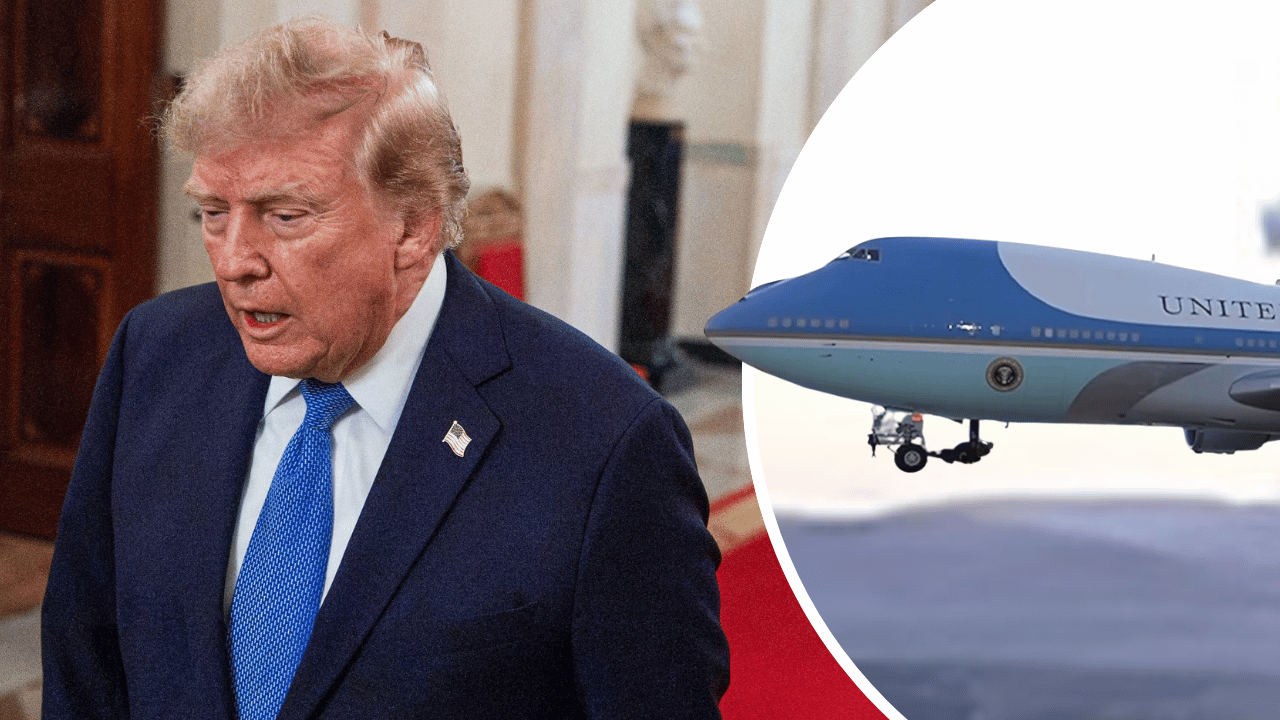Composite photo of Donald Trump and Air Force One.