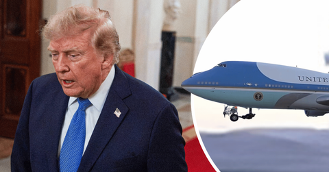 Composite photo of Donald Trump and Air Force One.