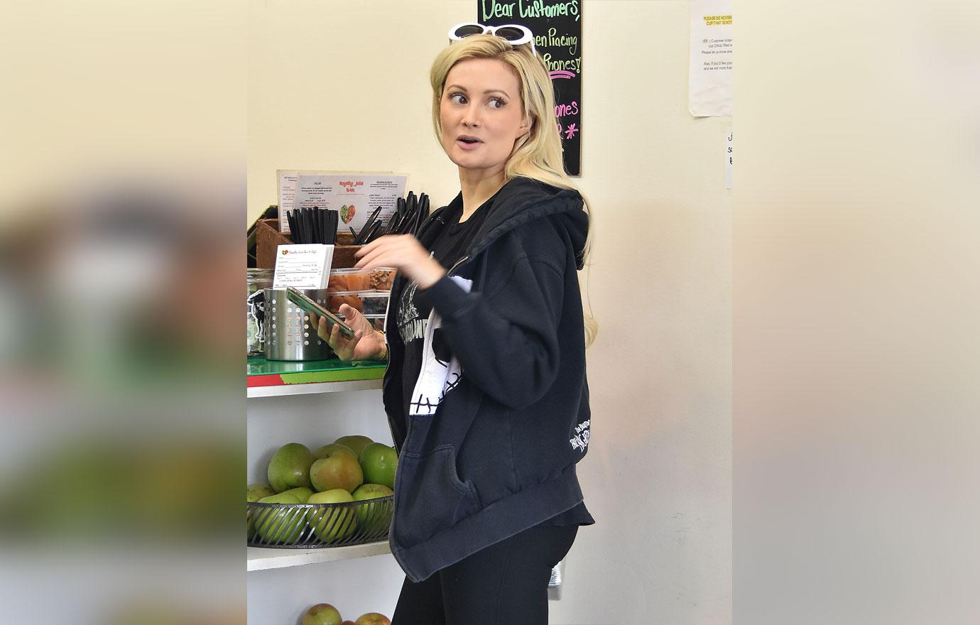 Holly Madison goes for a smoothie after the gym in Studio City