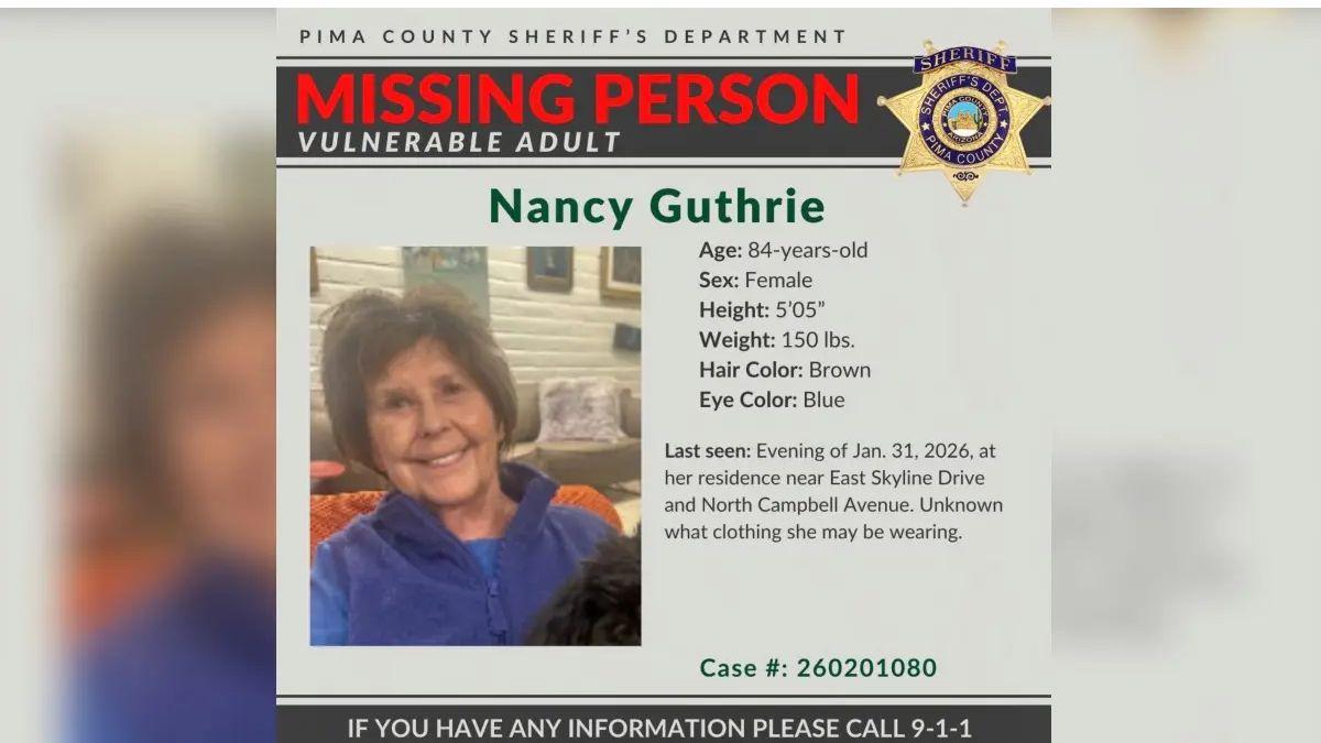 Image of Nancy Guthrie was last seen on Saturday, January 31.