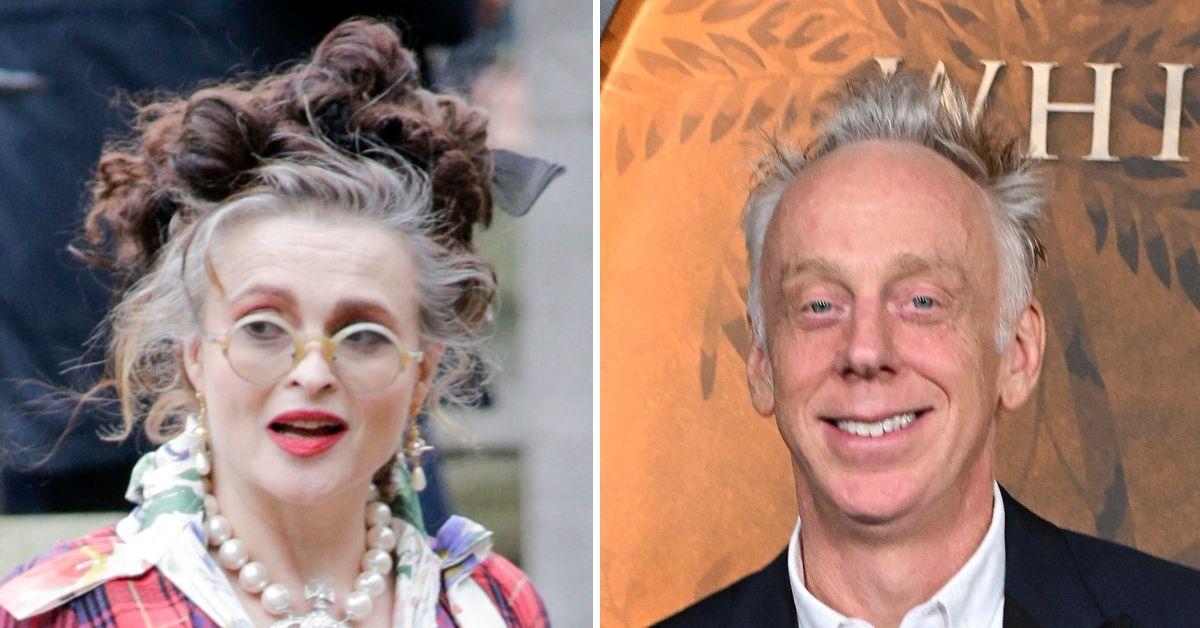 split photo of Helena Bonham & Mike White