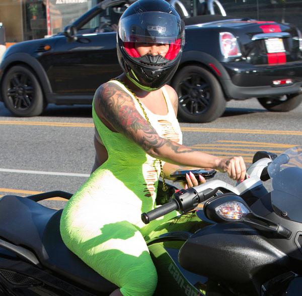 Amber rose blac chyna wearing body suits riding motorcycles 04