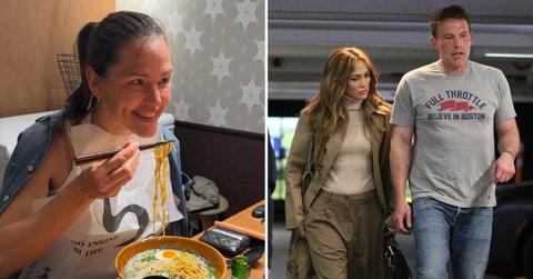 Photo of Jennifer Garner in Japan and an image of Jennifer Lopez with Ben Affleck.
