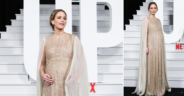 jennifer lawrence glows baby bump dont look up red carpet