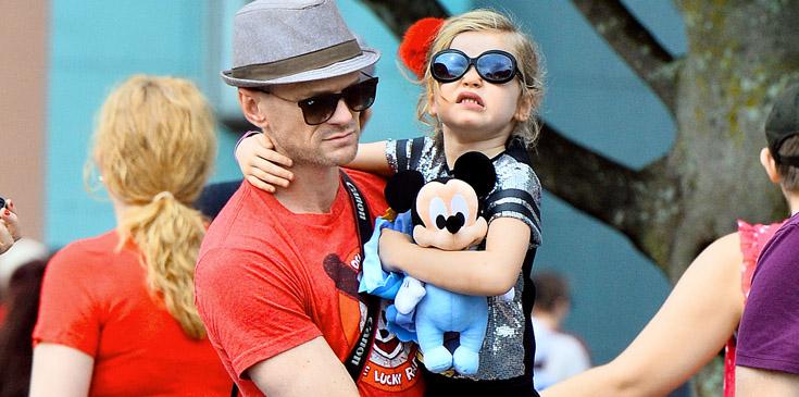 EXCLUSIVE: Neil Patrick Harris spends the day with his twins at Disneyland in Anaheim, CA.