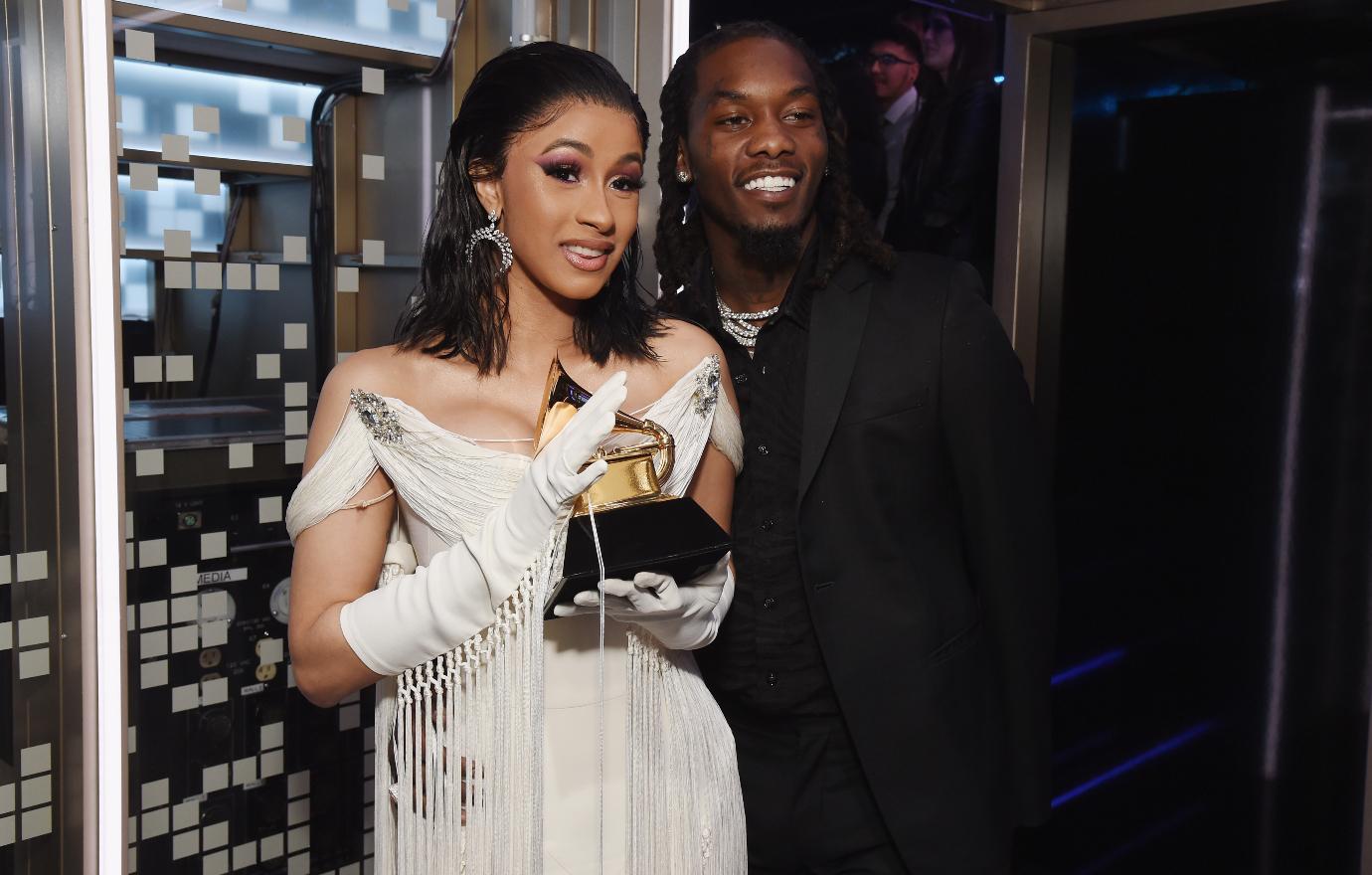 Cardi B and Offset pose for a photo