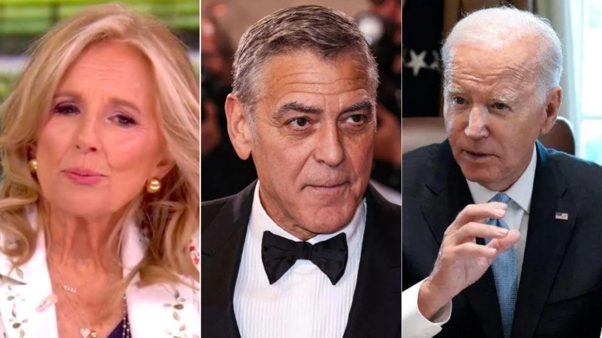 Composite photo of Jill Biden, George Clooney and Joe Biiden