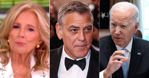 Composite photo of Jill Biden, George Clooney and Joe Biiden