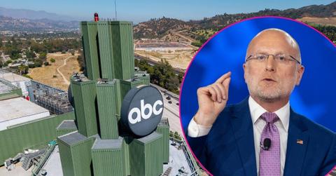 Composite photo of Brendan Carr and the ABC building.