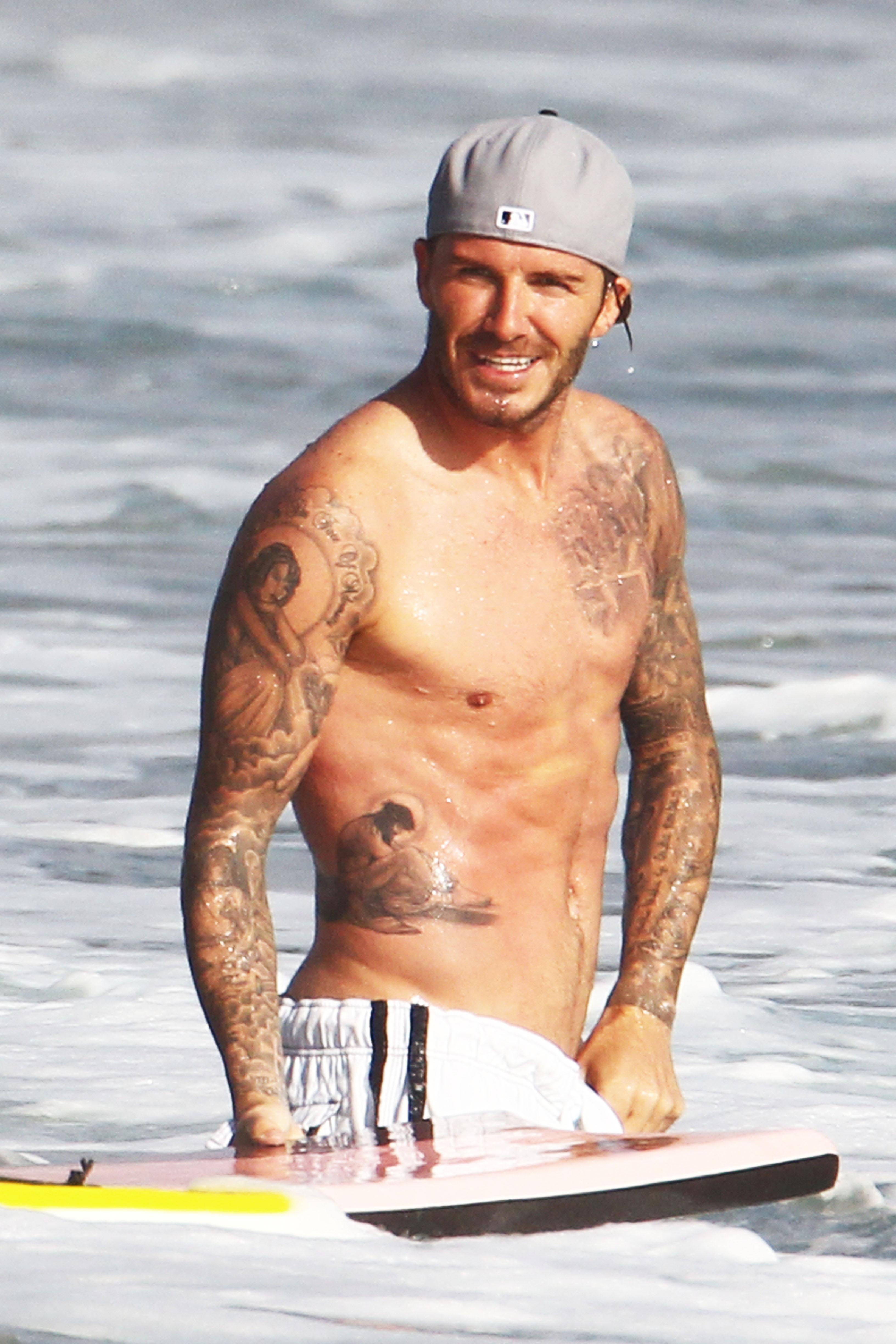 A Shirtless David Beckham in Malibu, CA