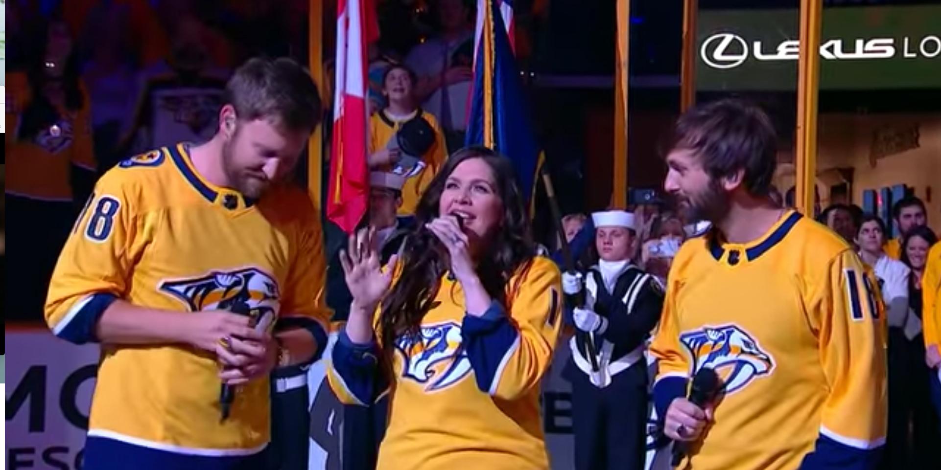 Watch lady antebellum flub national anthem hero