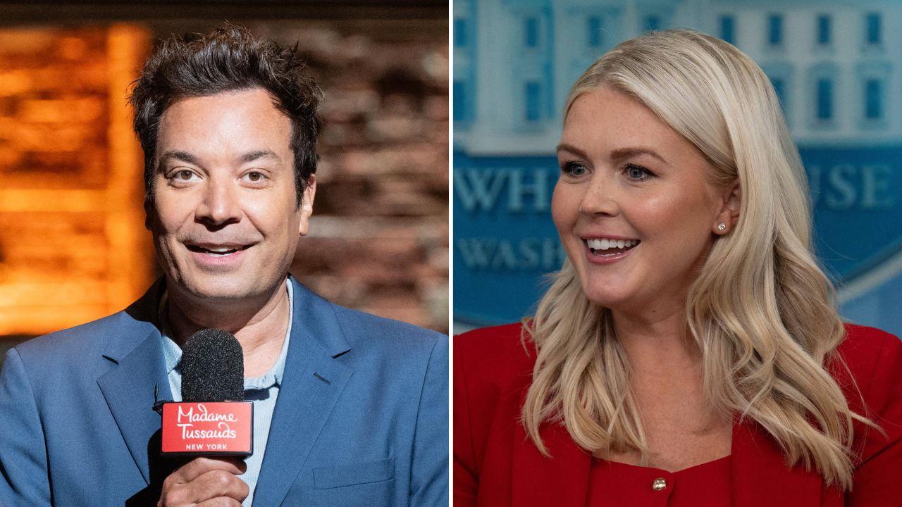 Photo of Jimmy Fallon and Karoline Leavitt.