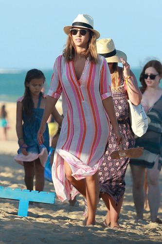 Jessica Alba Covers Up During A Beach Getaway In Brazil