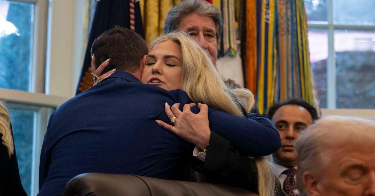 image of Erika Kirk also embraced Sergio Gor in the Oval Office.