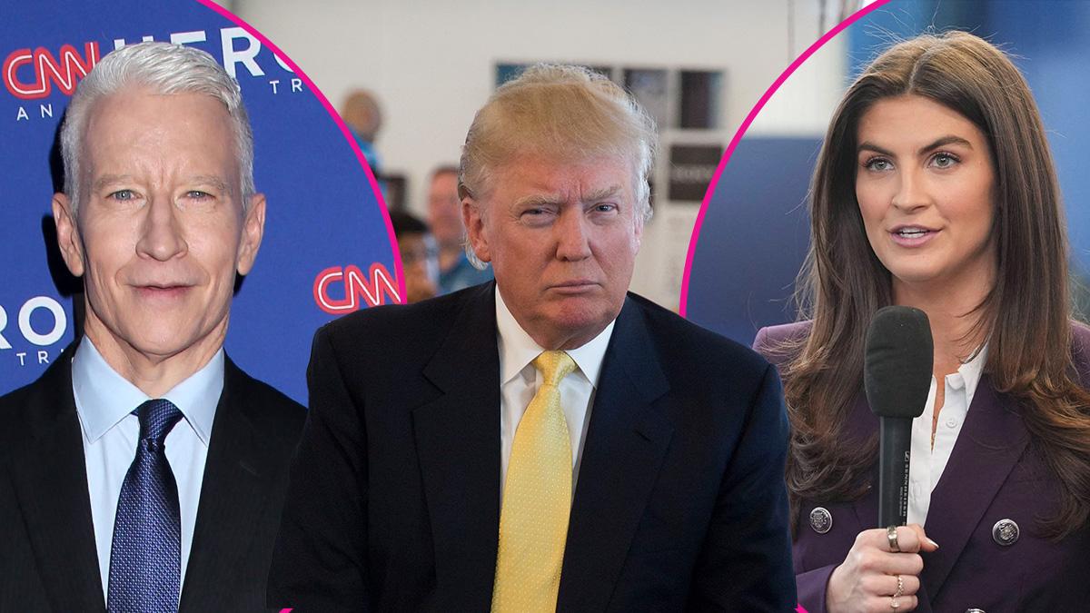 Composite photo of Anderson Cooper, Donald Trump and Kaitlan Collins.