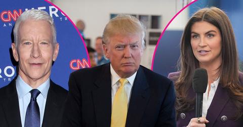 Composite photo of Anderson Cooper, Donald Trump and Kaitlan Collins.