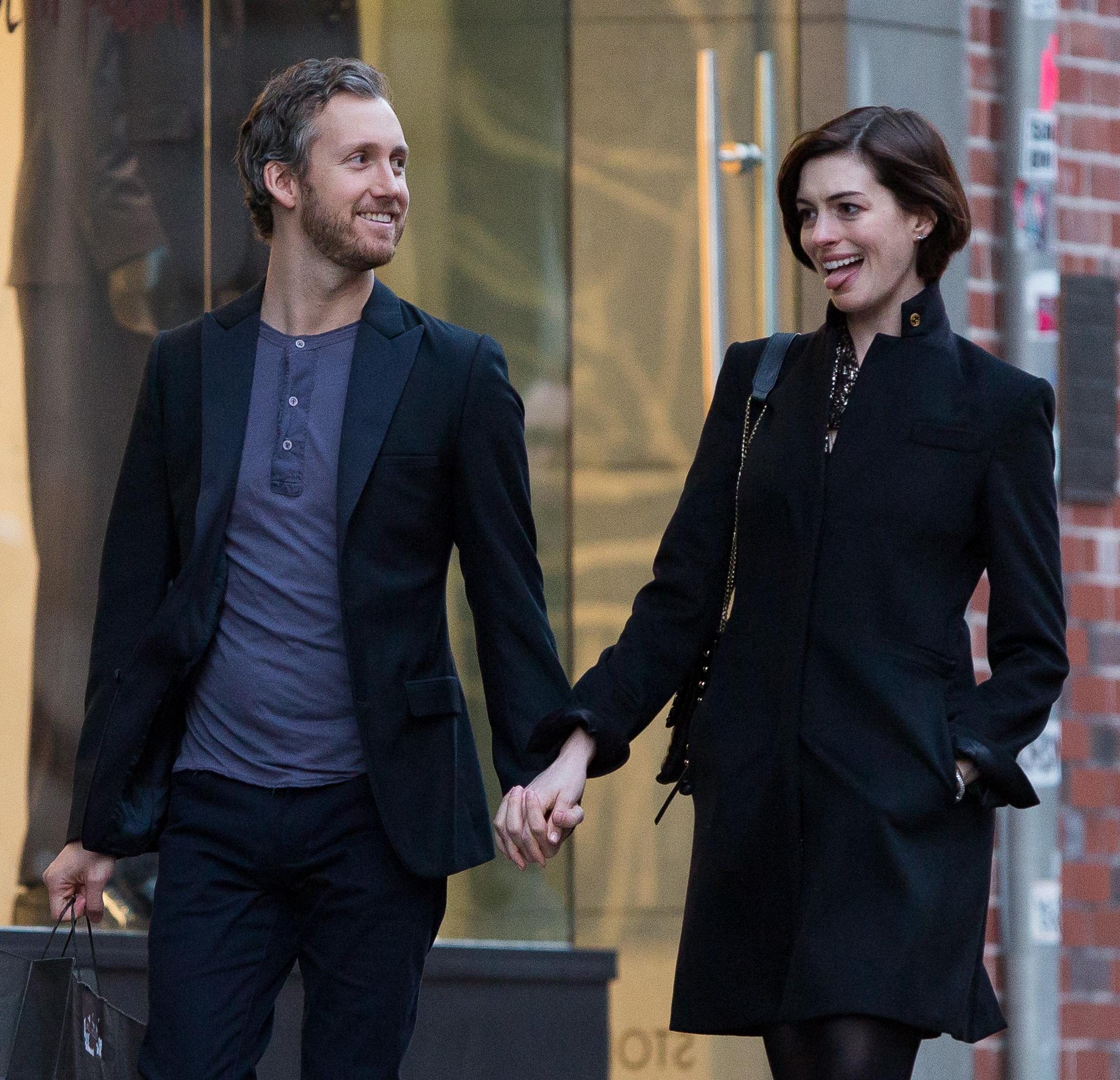 EXCLUSIVE: Anne Hathaway and Adam Shulman shopping in New York