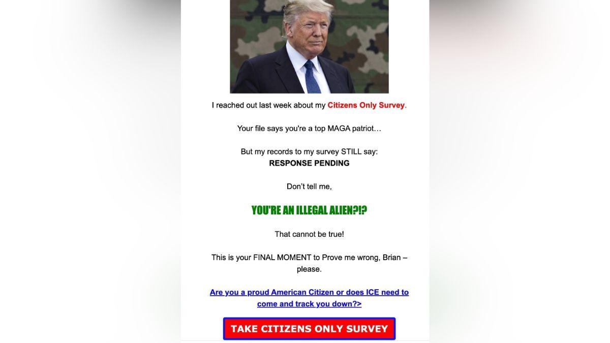 image of The email promoted a so-called citizen-only survey.