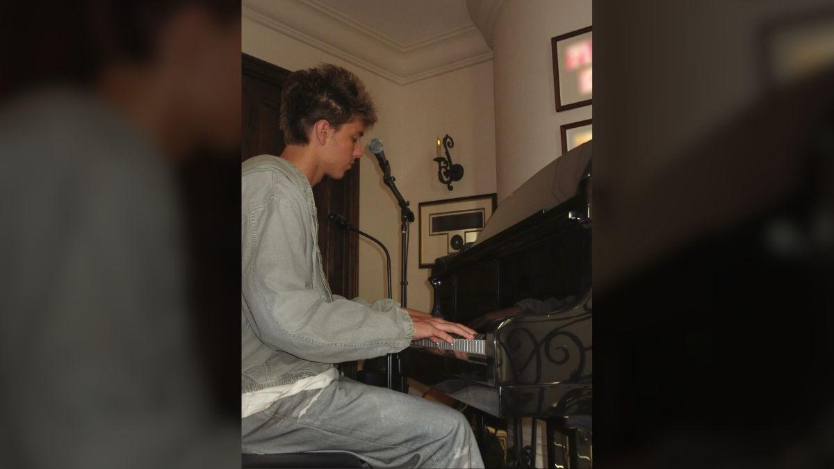 Image of Jayden Federline has been working on his piano skills.