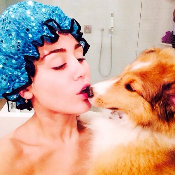 Miley cyrus dog bath