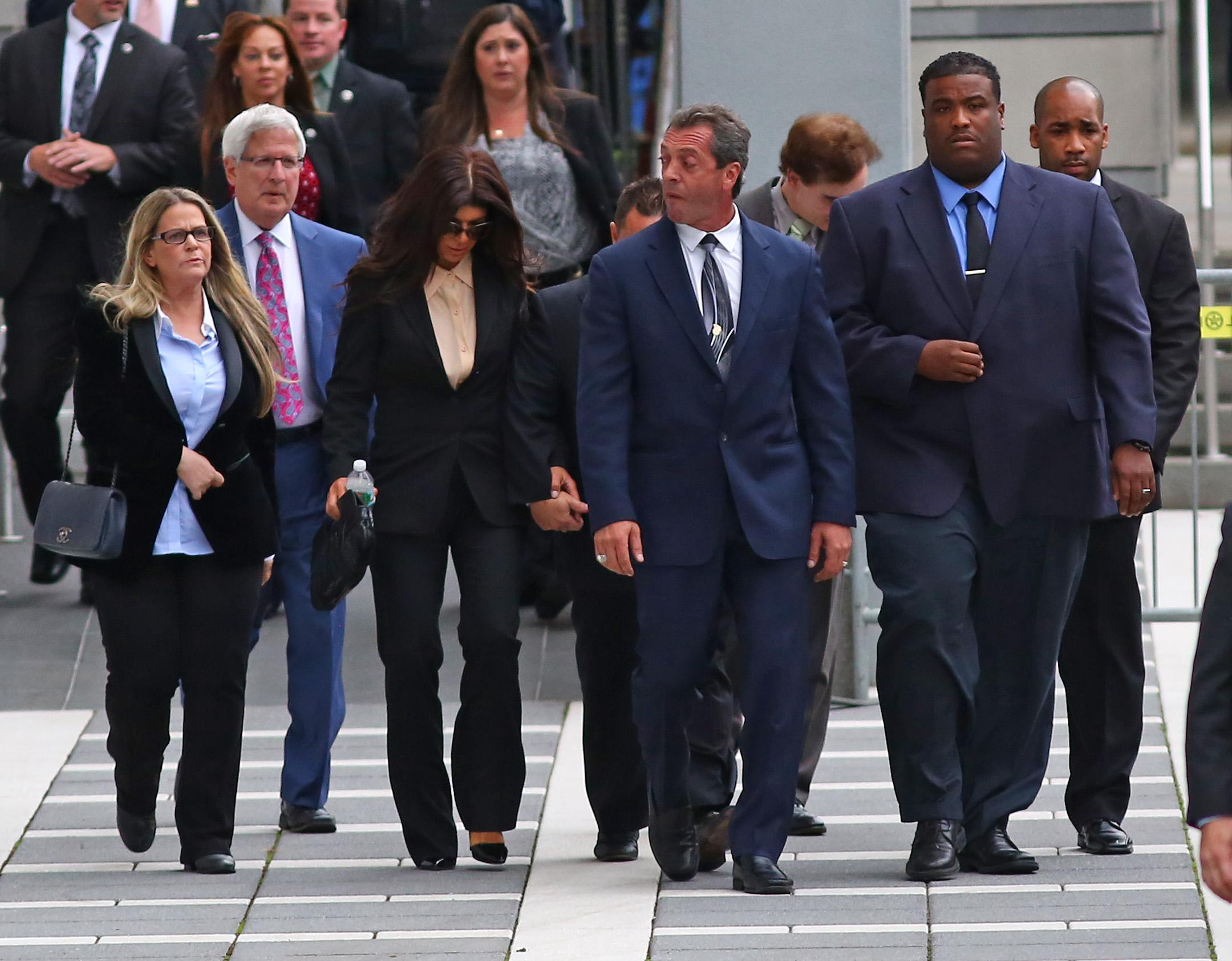 Teresa Giudice and her husband Joe Giudice leaving federal court today in Newark, NJ