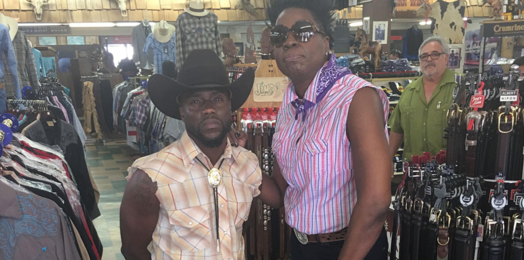 Kevin Hart And Leslie Jones Cowboy Clothes Photos hero